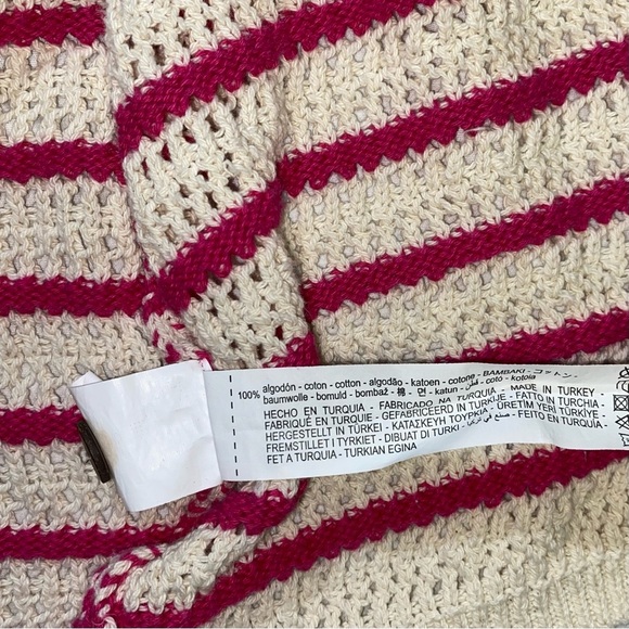 Zara Women's Pink and White Striped Crocheted Button Up Top Size Medium Y2K - Picture 7 of 8